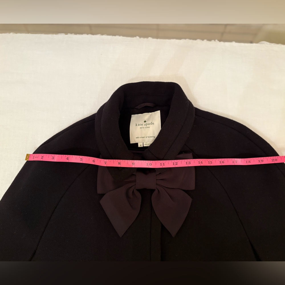 Kate Spade Black Wool Cape with Bow Accent - Picture 8 of 14